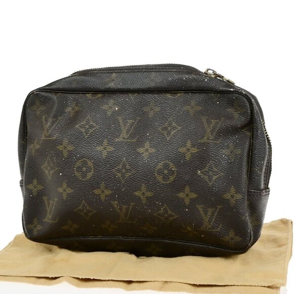 Auth LOUIS VUITTON Trousse Toilette 23 Clutch Hand Bag Monogram Brown - Picture 1 of 16